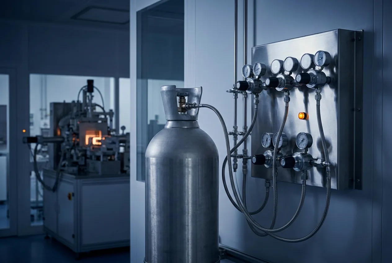 Yüksek saflık HCl gaz silindiri ve paslanmaz çelik gaz paneli