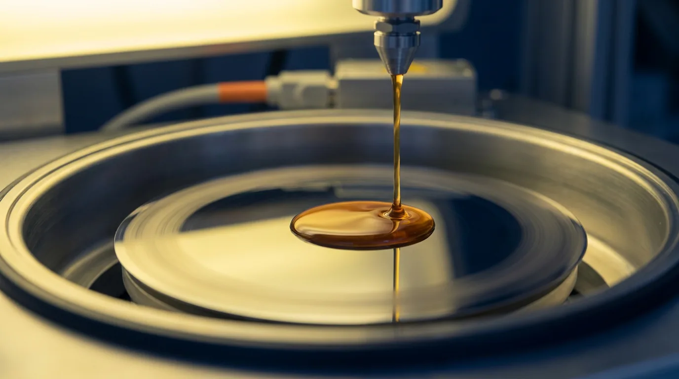 Spin coater üzerinde rezist dispens anı
