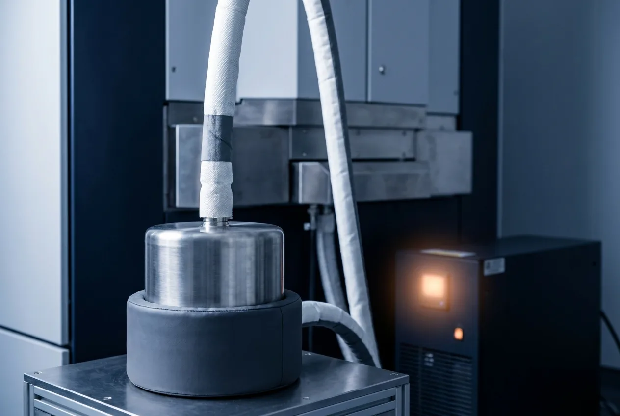 Isıtmalı gaz hattına bağlı kısa gövdeli WF₆ silindiri